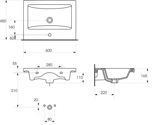 картинка Умывальник Style Line СОМО 60 от магазина Сантехстрой