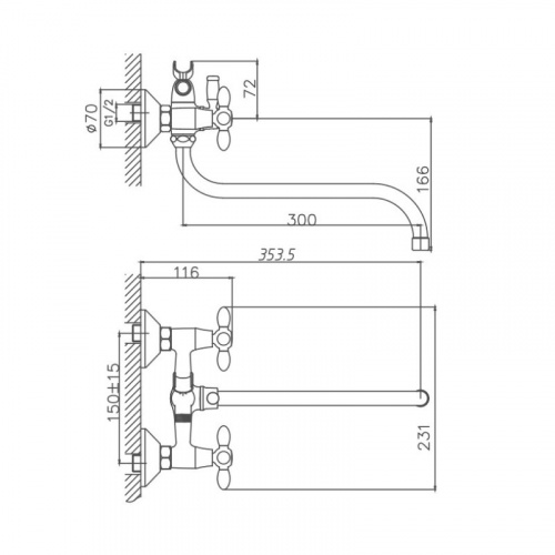 картинка Смеситель для ванны Cron CN127 белый (CN22127-8) от магазина Сантехстрой