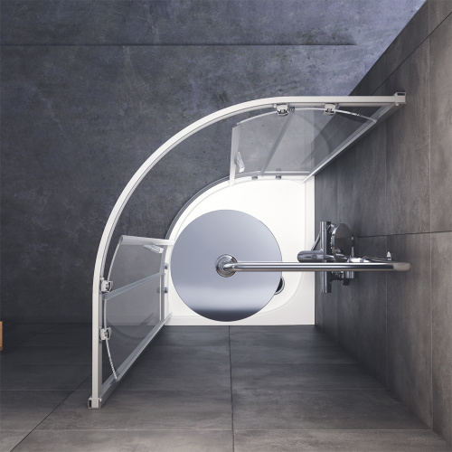 картинка W90G-401-080WT Gem душевое ограждение 80х80, стекло прозрачное, профиль матовое серебро, без поддона от магазина Сантехстрой