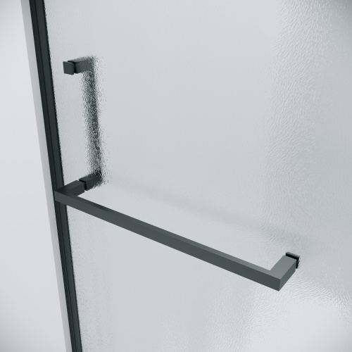 картинка Дверь в нишу 100.K33.03.100.21.02 Pragma (100*195) черный матовый, стекло шиншилла, 1 место от магазина Сантехстрой