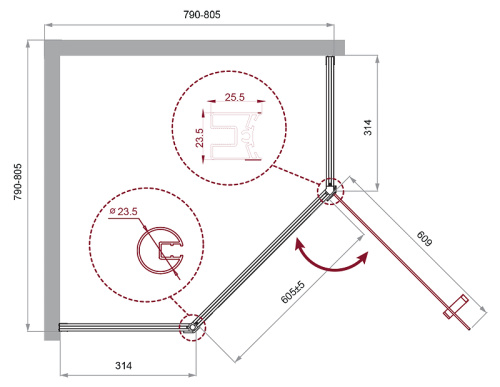картинка Душевой уголок BelBagno Uno 80х80 UNO-195-P-1-80-C-Cr профиль Хром стекло прозрачное от магазина Сантехстрой