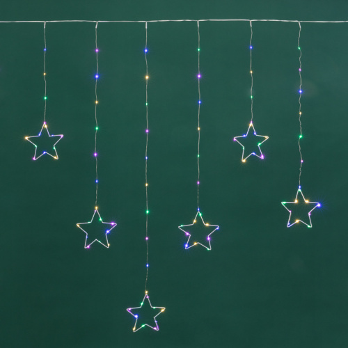 картинка Гирлянда Светодиодный занавес из росы с фигурами Звезд МУЛЬТИКОЛОР IP20 USB + пульт управления NEON-NIGHT от магазина Сантехстрой
