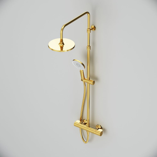 картинка F0785A499 X-Joy, душ.система:  см-ль д/душа с ТМС, душ.штанга,верхний душ 220мм, ручн душ, золото от магазина Сантехстрой