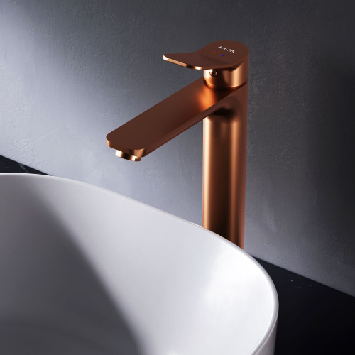 картинка F85A92044 X-Joy, смеситель д/умывальника высокий, роз. золото от магазина Сантехстрой