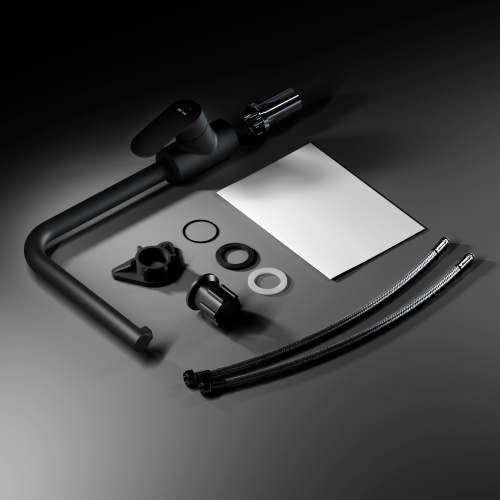 картинка F8005722 Like, смеситель для кухни с каналом для питьевой воды, L-излив, черный матовый, шт. от магазина Сантехстрой