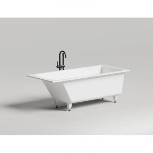 картинка Salini CASCATA KIT Встраиваемая ванна с прямоугольной чашей 1698х750х600мм, ножки, донный клапан "Up&Down", сифон S-Sense, белый глянцевый от магазина Сантехстрой