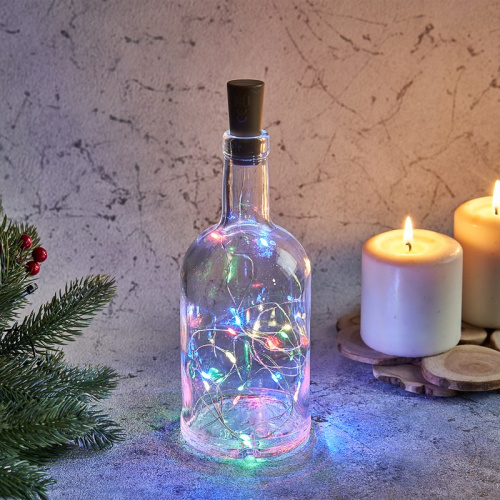 картинка Гирлянда Роса с пробкой 2 м,  20 LED,  цвет свечения мультиколор,  3хLR44 в комплекте NEON-NIGHT от магазина Сантехстрой