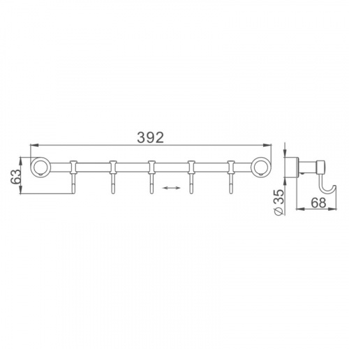 картинка Планка с крючками для полотенец Haiba хром (HB205-5) от магазина Сантехстрой