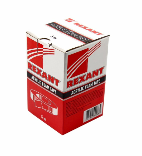 картинка Двухсторонний скотч REXANT,  серый,  на HBA акриловой основе,  6 мм,  ролик 5 м от магазина Сантехстрой
