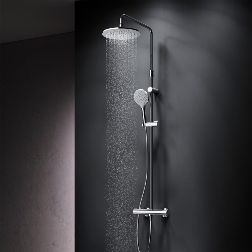 картинка F0780464 Like,душ.система набор:см-ль д/душа термостат,верх.душ d250 мм, ручной душ 120 мм, 3 функци от магазина Сантехстрой