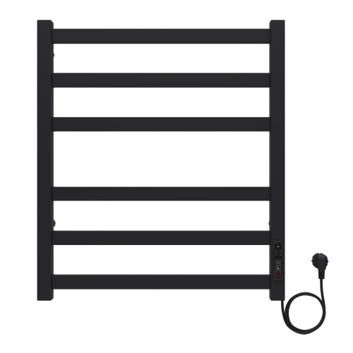 картинка Полотенцесушитель электрический AZARIO PALERMO 500/600 квадрат, 6 секций, диммер справа, черный (AZ83856B) от магазина Сантехстрой
