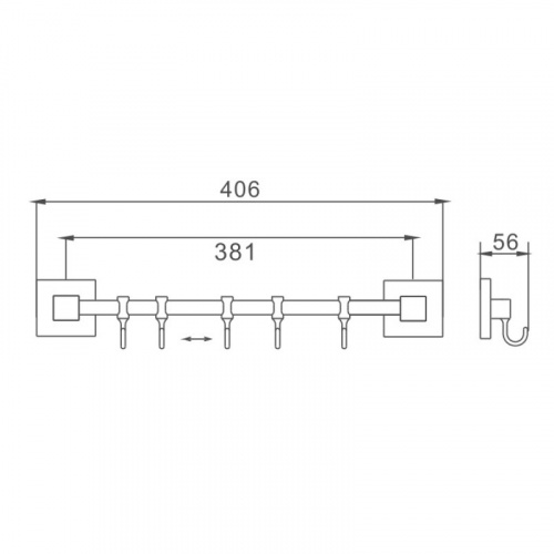 картинка Планка с крючками для полотенец Haiba хром (HB8615-5) от магазина Сантехстрой