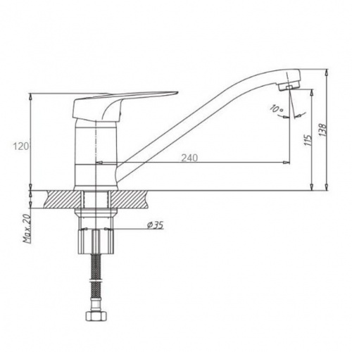 картинка Смеситель для кухни D-Lin D153359, хром от магазина Сантехстрой
