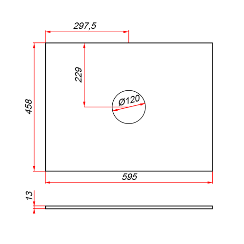 картинка Столешница компакт-плита 13 Белая, 1 вырез, 595х458 мм от магазина Сантехстрой