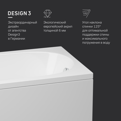 картинка W72A-170-070W-A2 Ванна акриловая spirit 170x70, без слива/перелива от магазина Сантехстрой
