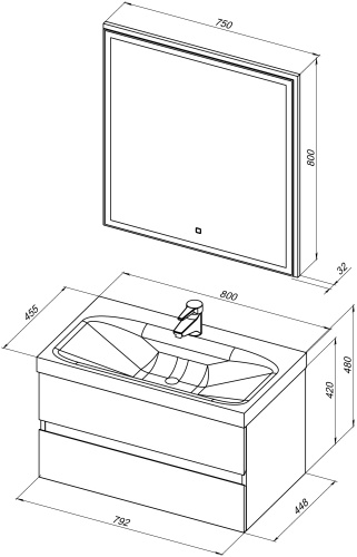 картинка Мебель для ванной Aquanet Беркли 80 белый глянец (2 ящика) от магазина Сантехстрой