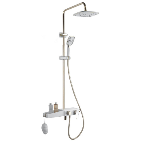 картинка Душевая система AZARIO с поворотным изливом, керамический картридж, белый/золото (AZ-801-1) от магазина Сантехстрой