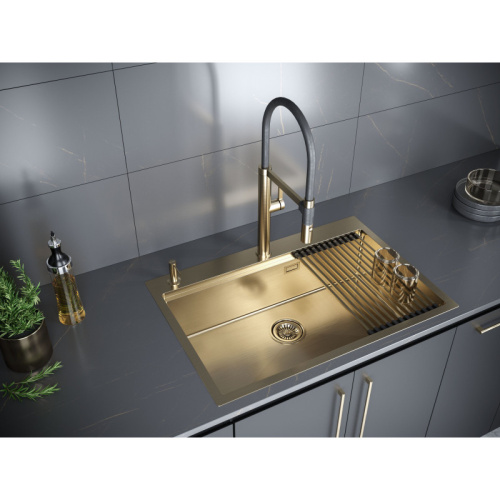 картинка Кухонная мойка Paulmark Vast Pro золотой матовый PM707551-BG от магазина Сантехстрой