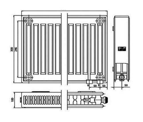 картинка Kermi FTV 22 300x1200 панельный радиатор с нижним подключением от магазина Сантехстрой