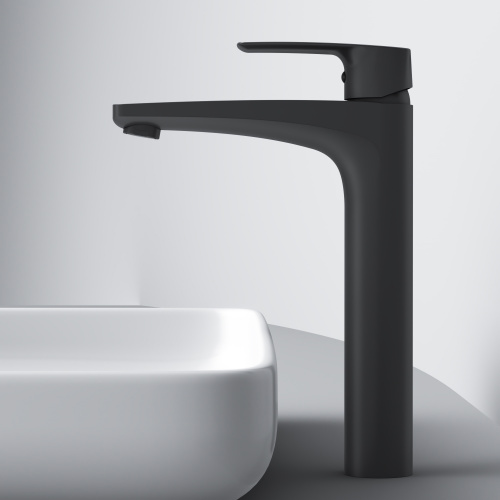 картинка F90A92022 Gem, смеситель для умывальника высокий, черный, шт. от магазина Сантехстрой