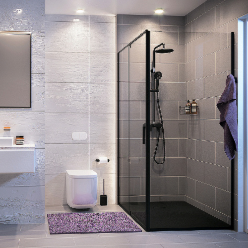 картинка Душевая стенка WasserKRAFT Elbe 74P06-RP80 / Dill 61S06-RP80 80 74P06-RP80 / Dill 61S06-RP80 профиль Черный матовый стекло прозрачное от магазина Сантехстрой