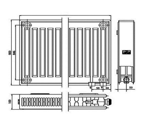 картинка Kermi FTV 22 900x700 панельный радиатор с нижним подключением от магазина Сантехстрой