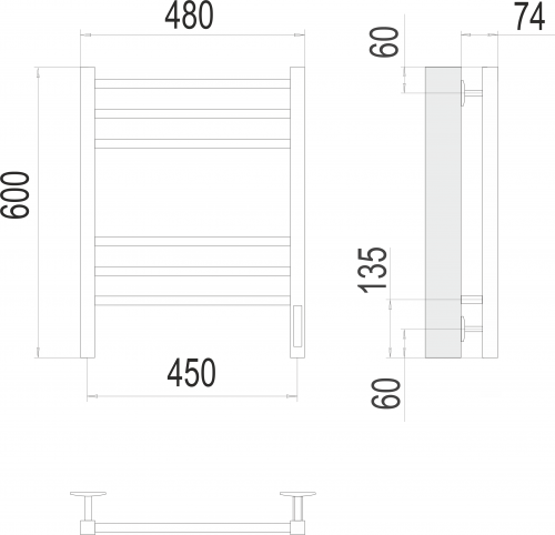картинка Полотенцесушитель Terminus Ватикан П6 450х600 электро КС 9005 матовый от магазина Сантехстрой
