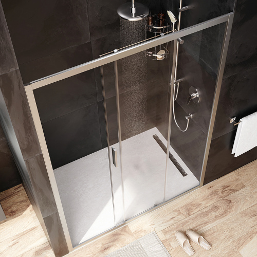 картинка Душевая дверь AM.PM Gem 140 W90G-140-1-195MT профиль Хром матовый стекло прозрачное от магазина Сантехстрой