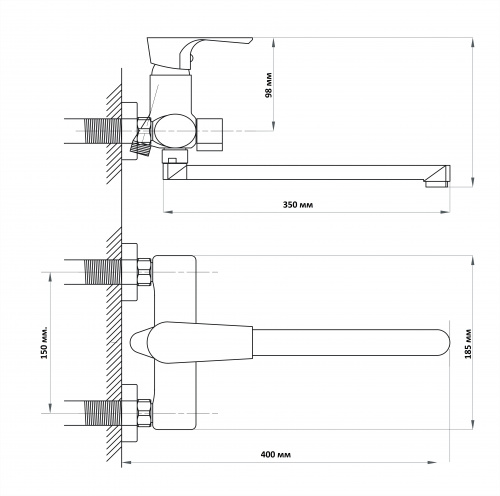 фото смеситель для ванны псм psm-400-2 хром