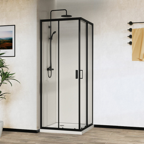 картинка Душевой уголок Vincea City 100х80 VSS-5CT8010CLB профиль Черный стекло прозрачное от магазина Сантехстрой