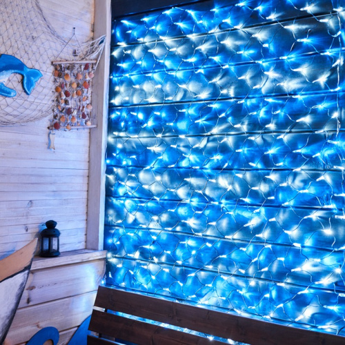 картинка Гирлянда Сеть 2х1,5м,  черный ПВХ,  288 LED Белые/Синие от магазина Сантехстрой