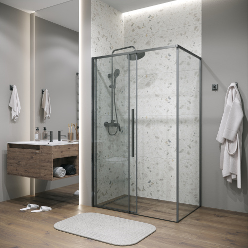 картинка Душевое ограждение Grossman Galaxy 100.K33.01.130.42.00-200.K33.01.90.42.00 (130х90х195) раздвижная,графит сатин,стекло прозрачное,2 места от магазина Сантехстрой