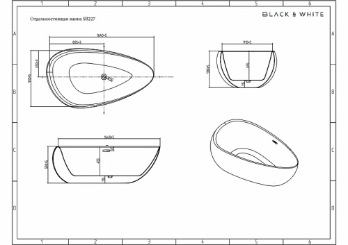 картинка Акриловая ванна Black&White Swan SB 227 170x95 227SB00 без гидромассажа от магазина Сантехстрой