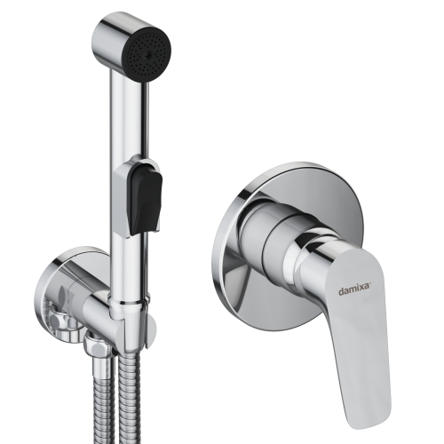 фото 777510001 jupiter, смеситель монтируемый в стену с гиг. душем, хром