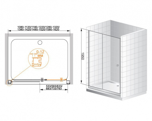 картинка Душевая дверь в нишу Cezares ANIMA-W-BF-1-150-C-Cr профиль Хром стекло прозрачное от магазина Сантехстрой
