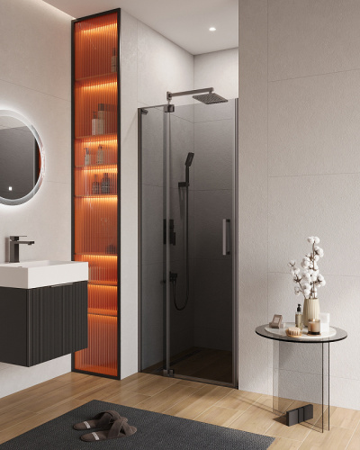 картинка Душевая дверь Cezares Slider 90 SLIDER-B-1-80/90-GRIGIO-GM профиль Оружейная сталь стекло серое от магазина Сантехстрой