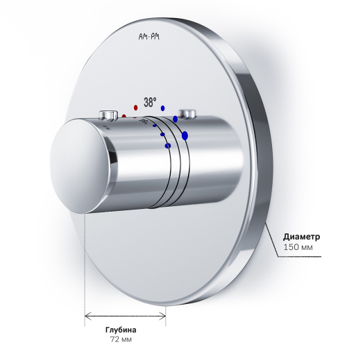 фото f8075600 like, cмеситель д/душа встраиваемый с термостатом, хром, шт.