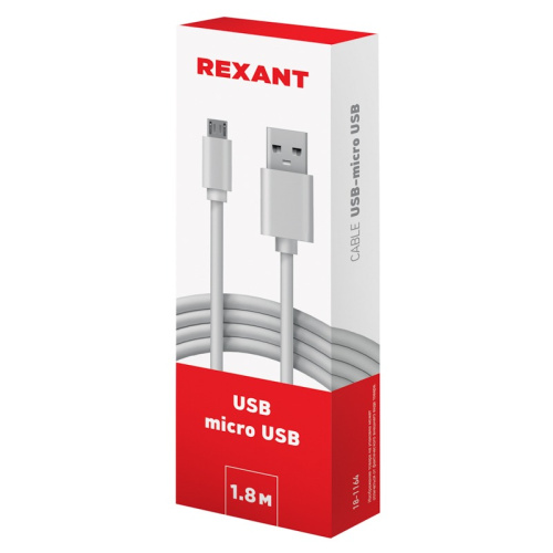 картинка Кабель USB-micro USB/PVC/white/1,8m/REXANT от магазина Сантехстрой
