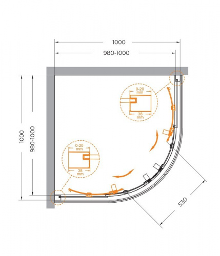 картинка Душевой уголок CEZARES RELAX-304-R-2-100-C-GM от магазина Сантехстрой