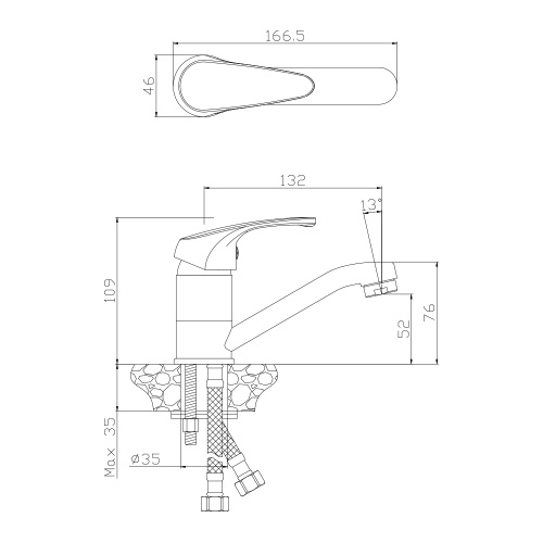 картинка Смеситель OLIVE'S для раковины с поворотным изливом AVILA (02110AV) от магазина Сантехстрой