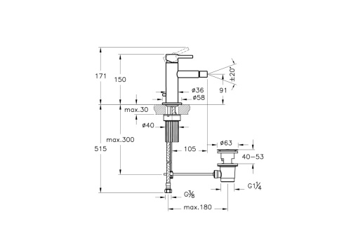 картинка Смеситель для биде VitrA Origin A4255936WTC однорычажный матовый черный латунь от магазина Сантехстрой