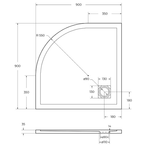 картинка Душевой поддон из искусственного камня BelBagno Uno 90x90 TRAY-MR-UNO-R-90-550-35-W Белый от магазина Сантехстрой