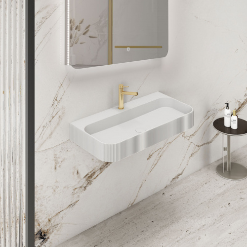 картинка Раковина Solid Surface Vincea VWB-6SG90MW, 900*460*120, подвесная, цвет белый матовый от магазина Сантехстрой