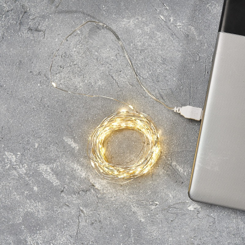 картинка Гирлянда Роса 10 м,  100 LED, USB,  теплое белое свечение NEON-NIGHT от магазина Сантехстрой