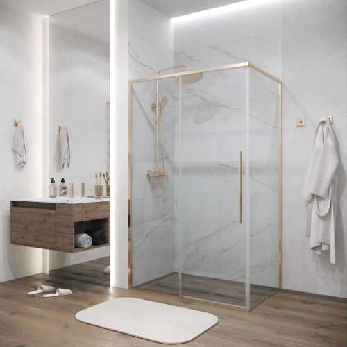 картинка Душевая перегородка 200.K33.01.80.32.00 Galaxy (80*195) золото сатин, стекло прозрачное, 1 место от магазина Сантехстрой
