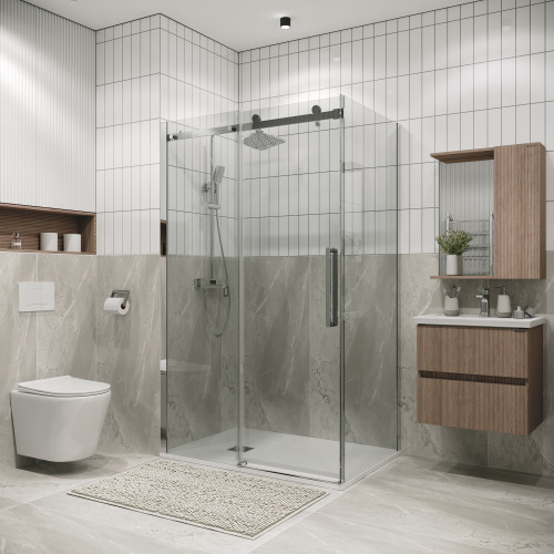 картинка Душевая перегородка 200.K33.04.80.10.00 Classic (80*195) хром, стекло прозрачное, 1 место от магазина Сантехстрой