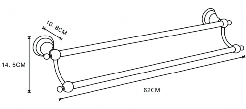 картинка Полотенцедержатель Azario ELVIA трубчатый двойной, золото (AZ-91102G) от магазина Сантехстрой