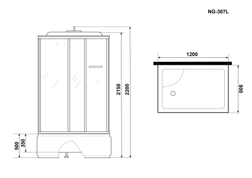 картинка Душевая кабина Niagara Ultra NG-307-01L (120х80х220) высокий поддон(50см),стекло матовое,4 места от магазина Сантехстрой