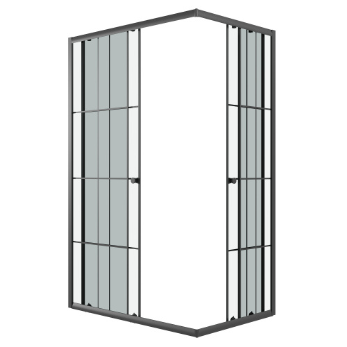 картинка Душевое ограждение Niagara Eco NG-1012-14QKL (120х80х190) прямоугольник,черный,раздвижное,стекло клетка,1 место от магазина Сантехстрой