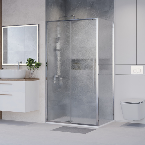 картинка Душевое ограждение Niagara Nova NG-65-14CH-CH80-34 (140х80х195) прямоугольник,хром,дверь раздвижная,стекло шиншилла,2 места от магазина Сантехстрой